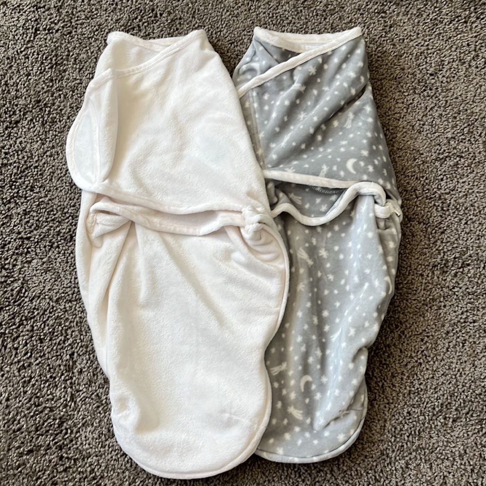 aden + anais White and Gray Swaddle Sleep Sacks
